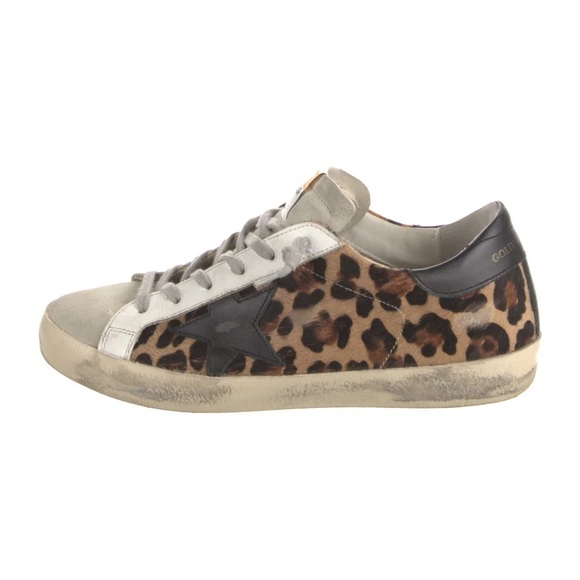 Golden Goose Leopard Print Sneakers with Black Star - Picture 1 of 5